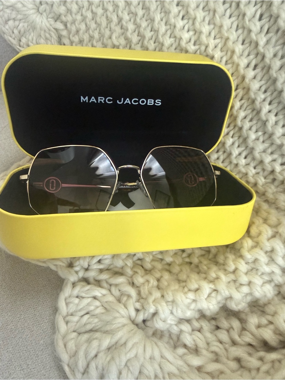Marc Jacobs Gold Frame Sunglasses with Yellow Case